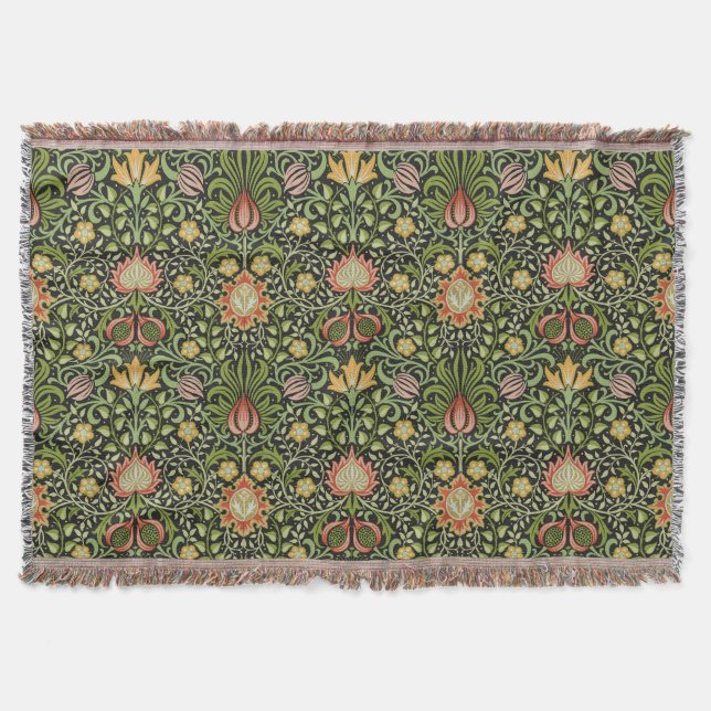 Cobertor Desenho Botânico Floral Persa de William Morris (Frente)