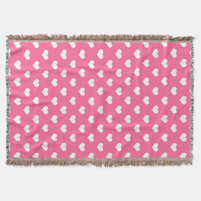 Cobertor Desenho de Corações Lindos Rosa Branco (Frente)