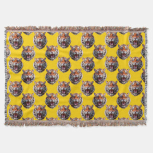 Cobertor Desenho de padrão de cabeça de tigre amarelo