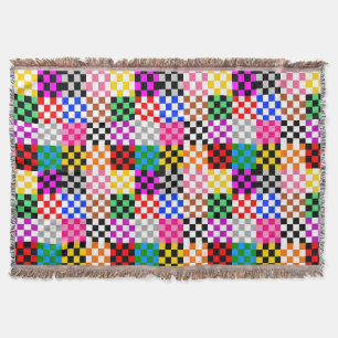 Cobertor Desenho de padrão xadrez colorido em patchwork 