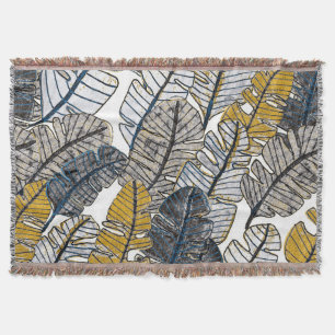 Cobertor Desenho manual: Folhas tropicais