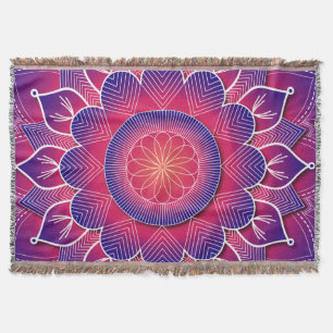 Cobertor Desenho Tradicional de Mandala Roxo Azul:
