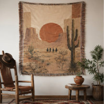 Desert Cowboy Riders Mid Century Southwestern Land