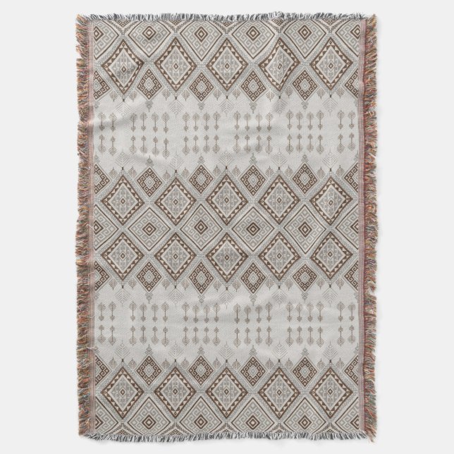 Cobertor Desert Harmony Brown Moroccan Geometric Tribal (Frente Vertical)