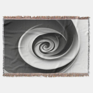 Cobertor Design Abstrato Espiral Preto e Branco Elegante, 