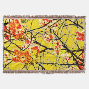 Cobertor Design abstrato floral amarelo-laranja preto