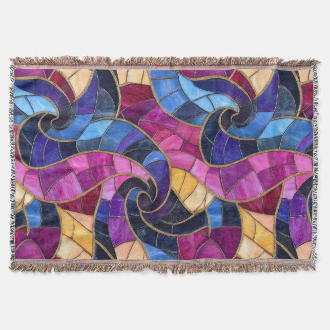 Cobertor Design Azul Roxo em Vitral (Frente)