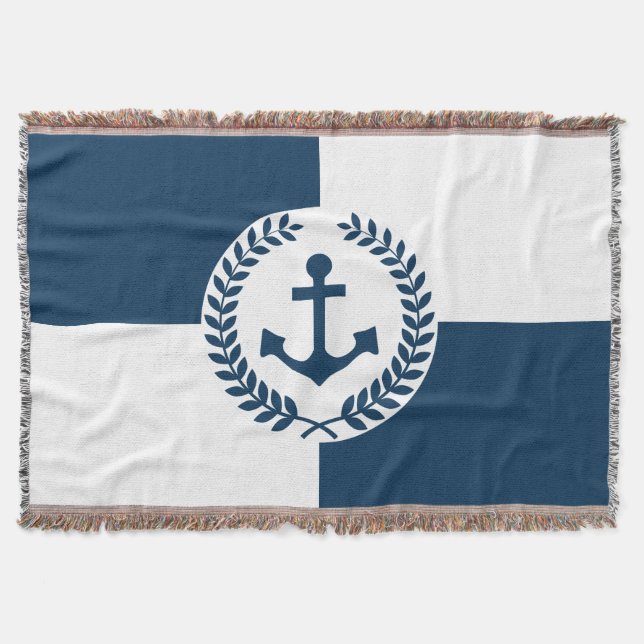 Cobertor Design com tema náutico (Frente)