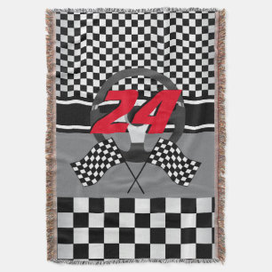 Cobertor Design de corrida com cheques preto e branco