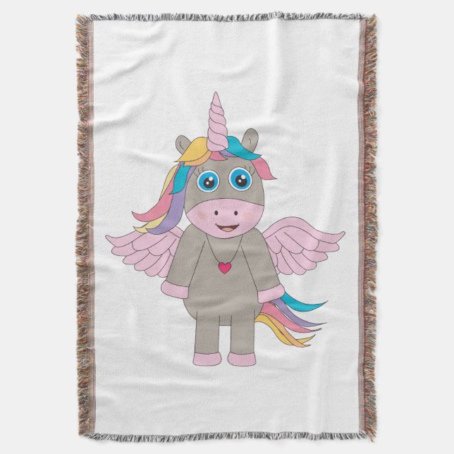 Cobertor Design de Cute Rainbow Unicorn (Frente Vertical)