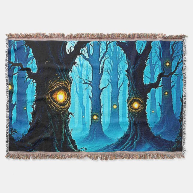 Cobertor Design de Floresta de Olhos de Fantasia Sombria (Frente)