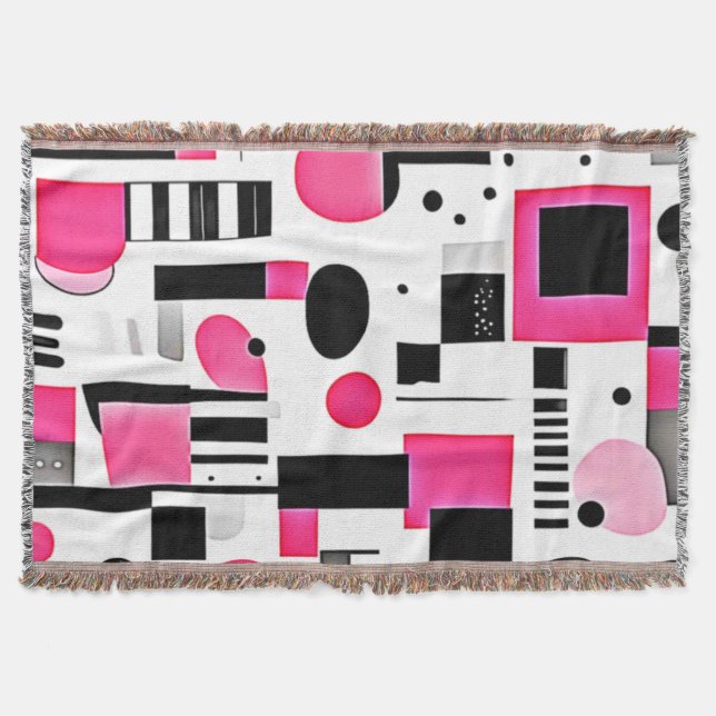 Cobertor Design de Geometria Rosa Pop Art (Frente)