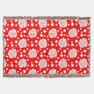 Cobertor Design de Ilustração Floral das Bolinhas Brancas V