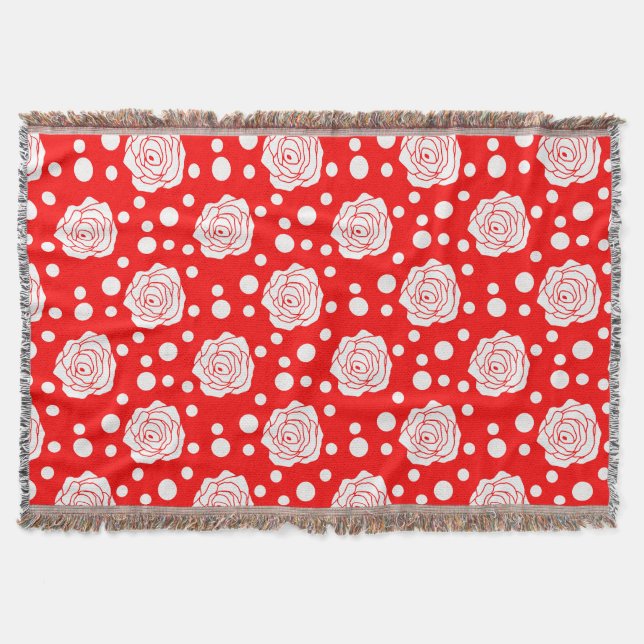 Cobertor Design de Ilustração Floral das Bolinhas Brancas V (Frente)