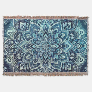 Cobertor Design de Mandala Gradiente Azul
