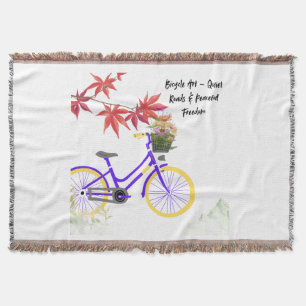 Cobertor Design de Motivação de Bicicleta Floral