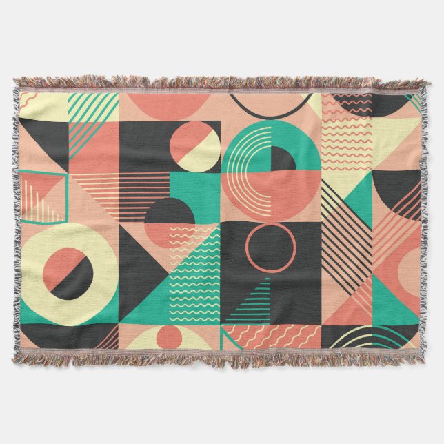 Cobertor Design de Padrão Geométrico Retroativo (Frente)