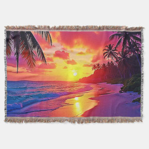 Cobertor Design de Sonho de Praia Sunset Vibrante
