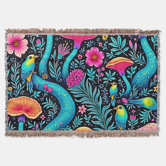 Cobertor Design de Sonho Whimsical em Floresta Encantada (Frente)