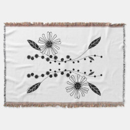 Cobertor Design Floral Branco e Preto