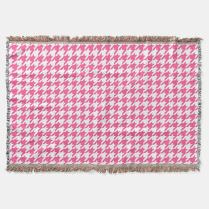 Cobertor Design Xadrez Houndstooth Rosa Branco