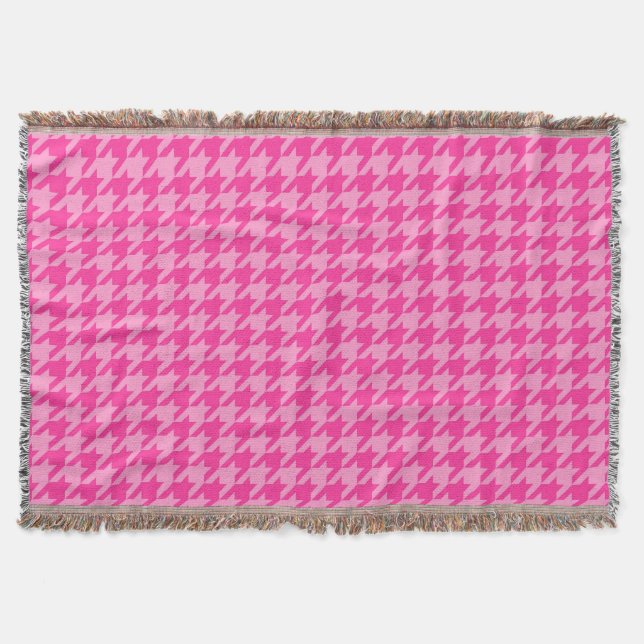 Cobertor Design Xadrez Houndstooth Rosa Vibrante (Frente)