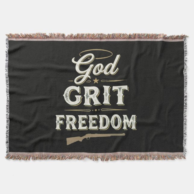 Cobertor Deus Grit e Liberdade Design Tático Ocidental Fé (Frente)