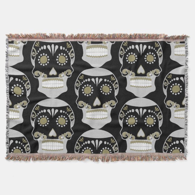 Cobertor Día De Los Muertos Skull Impressão (Frente)