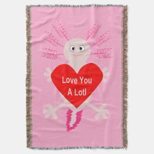 Cobertor Dia de os namorados Love Heart Axolotl