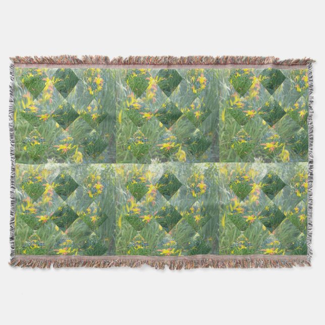 Cobertor Diamond Cut Yellow Lily Field Geometrics Design, (Frente)