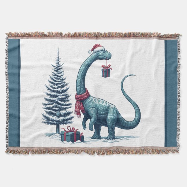 Cobertor dinossauro Brontosauro de Natal (Frente)