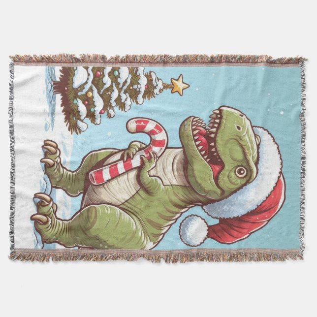 Cobertor Dinossauro candi doce de Natal (Frente)