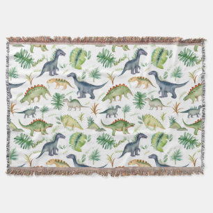 Cobertor Dinossauros Grren Watercolor Kids Pattren