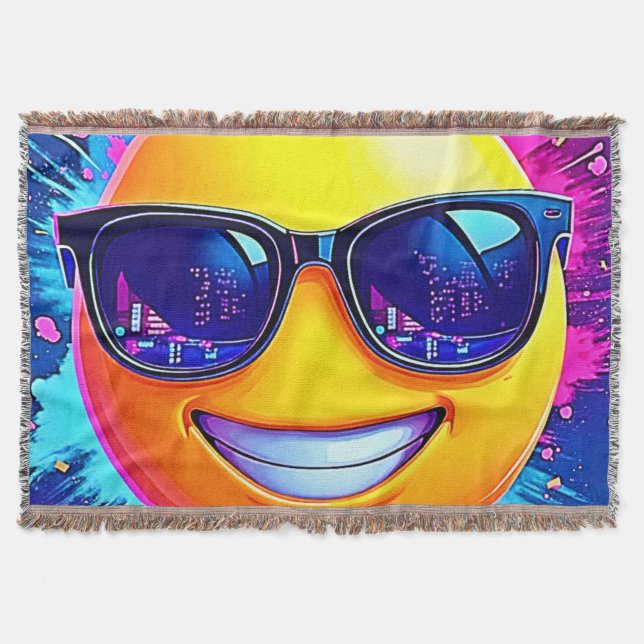 Cobertor Diversão legal 😎 Emoji Splash (Frente)
