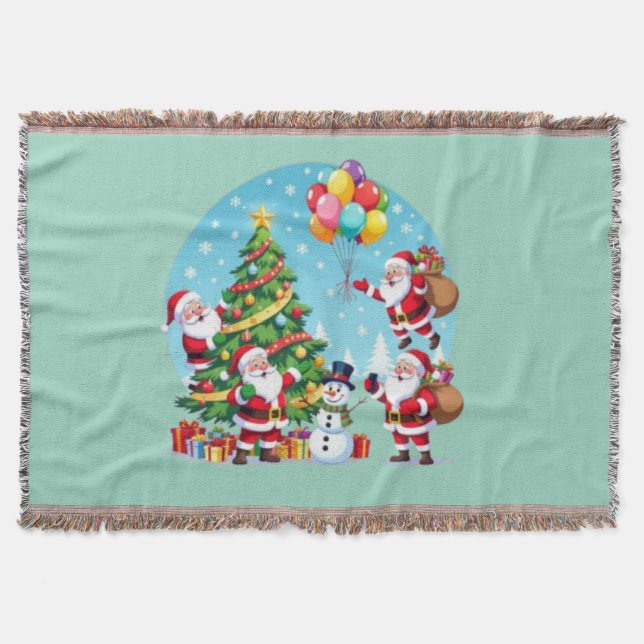 Cobertor **“Diversão Natalina com Múltiplos Papais Noel – T (Frente)