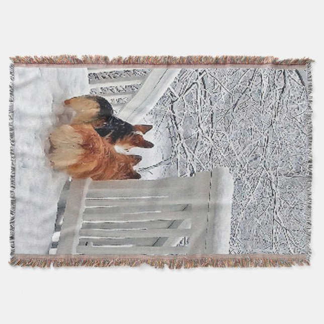 Cobertor Dois Corgis na neve (Frente)