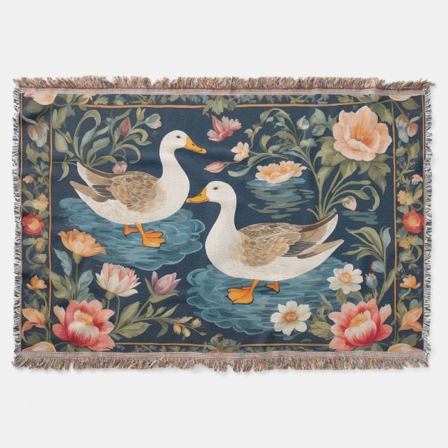 Cobertor Dois Patos Elegantes William Morris Inspirado (Frente)