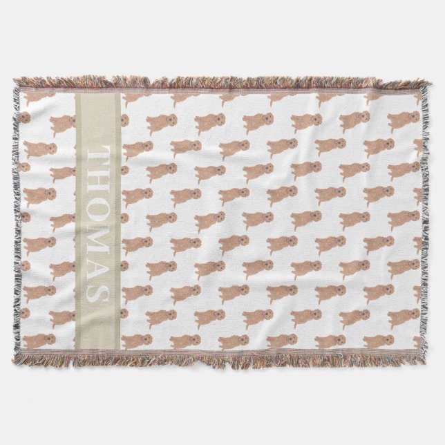 Cobertor Doodle Dourado com Apricot Pessoalizado (Frente)