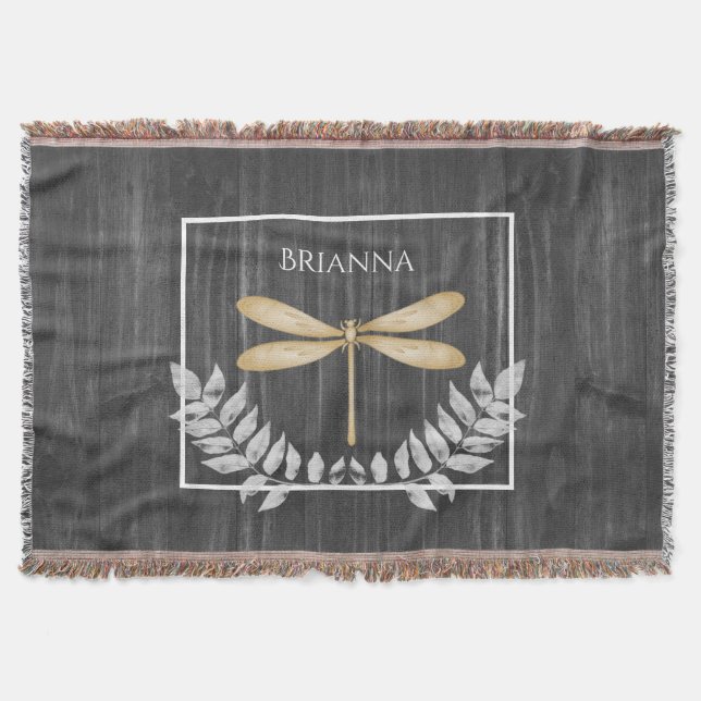Cobertor Dourado Dragonfly Rustic Personalizado Lâmpada (Frente)