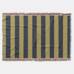 Cobertor Dourado Elegante e Marinho - faixas verticais azui
