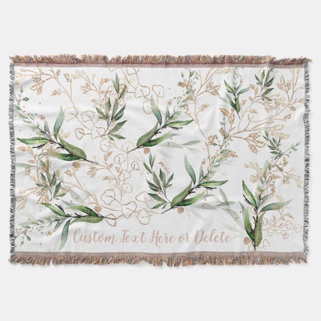 Cobertor Dourado Eucalyptus Modern Greenery Abstrato (Frente)