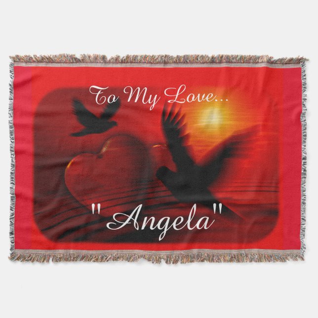 Cobertor Doves & Hearts Love design (Frente)