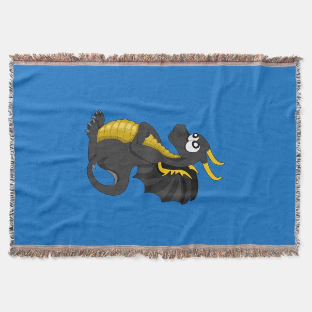 Cobertor dragão preto desenho animado (Frente)