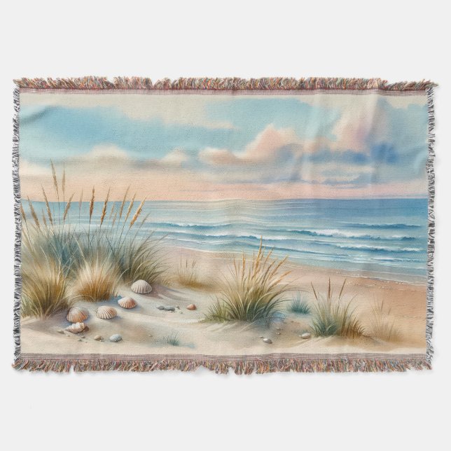 Cobertor Dunas Costeiras Pastel Aquarela (Frente)