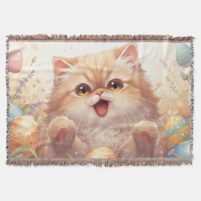 Cobertor “Easter Joy Persian Kitty – Throw Blanket" (Frente)