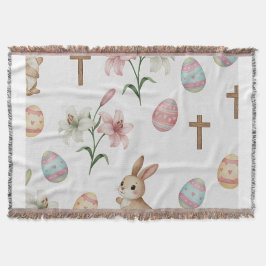 Cobertor Easter Whimsy – Seamless Bunny & Lily Pattern
