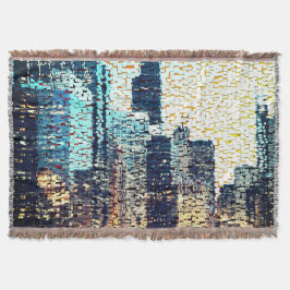 Cobertor Edifícios da cidade azul em mosaico com alivio