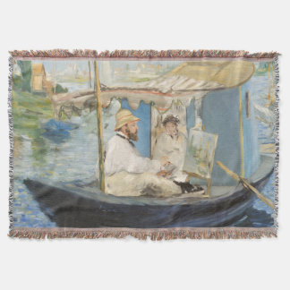 Cobertor Edouard Manet - Pintura Monet no Barco Estúdio