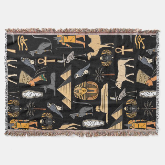 Cobertor  Egyptian Hieroglyphic Symbol Pattern Background   (Frente)