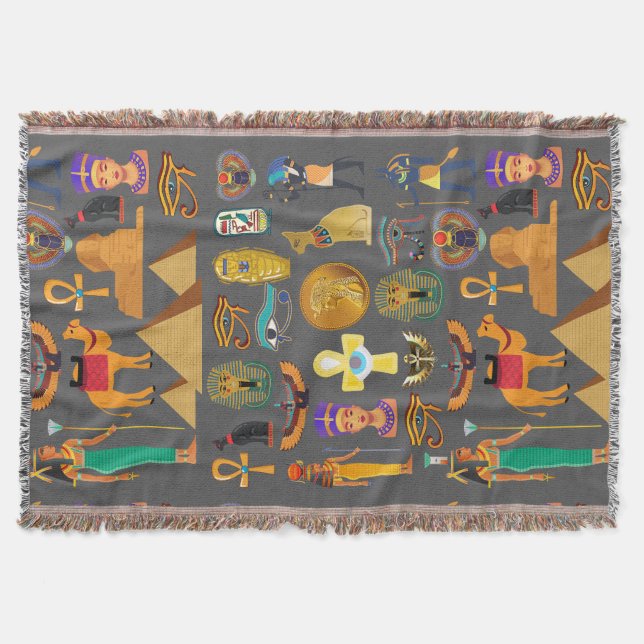 Cobertor Egyptian Hieroglyphic Symbol Pattern pharaoh      (Frente)